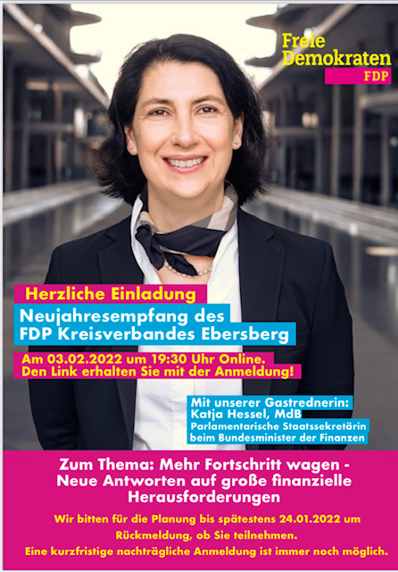 digitaler Neujahrsempfang mit Katja Hessel parlamentarischer Staatssekretärin beim Bundesminister der Finanzen